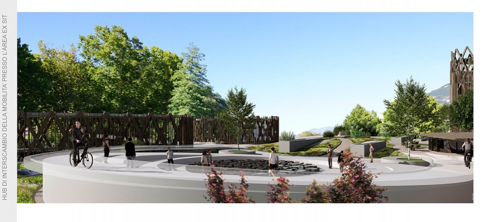 La torre in legno, la stazione e la piazza d'acqua'', ecco i RENDERING dell'hub intermodale all'ex Sit di Trento